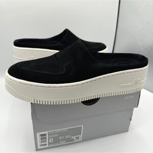 NWT Nike Air Force 1 Lover XX Black Suede Leather Slip On Mule Platform Sneakers